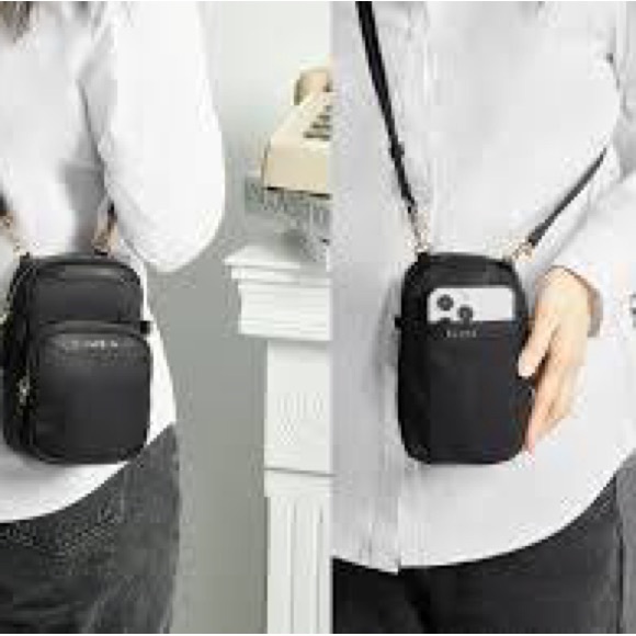 Rownyeon nylon black compact crossbody bag with attached pouch - Picture 5 of 11